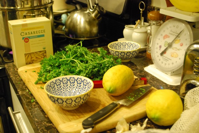 the makings of shrimp scampi