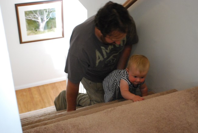 climbing the stairs