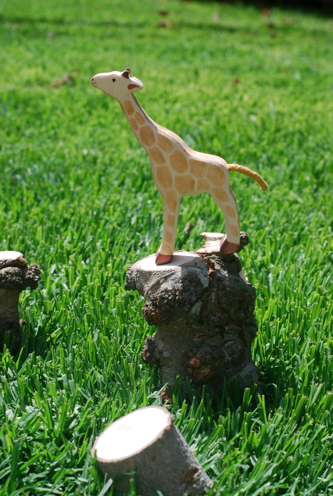 giraffe on tree block